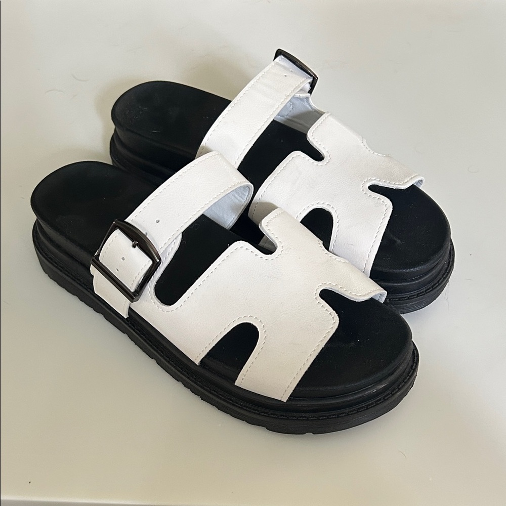 White and Black Women's Platform Sandals